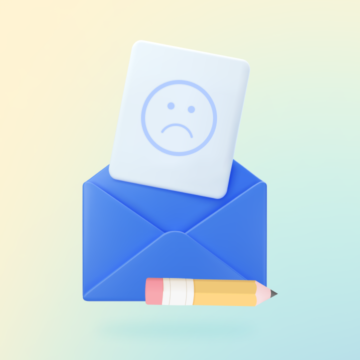 letter with a sad emoji
