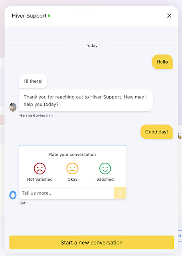 Collecting feedback over chat after a conversation