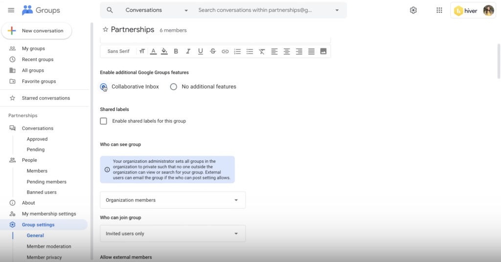 Enabling the collaborative inbox feature