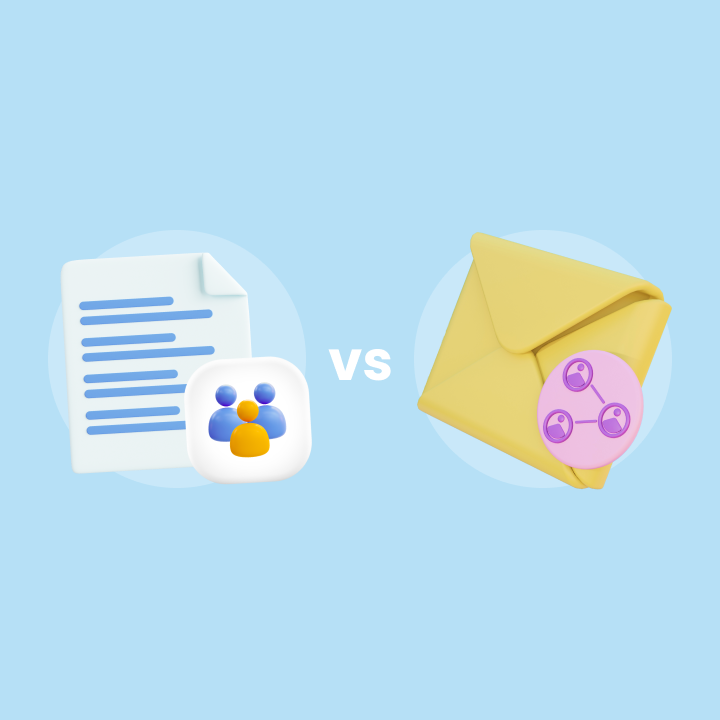 illustration of distribution list vs. shared inbox