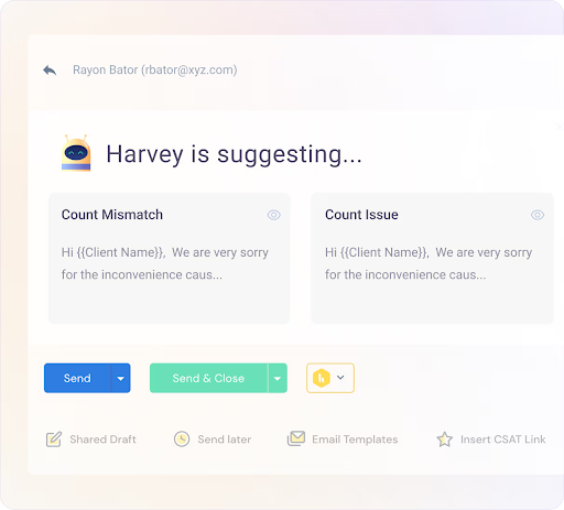 Hiver intelligent email template suggestions