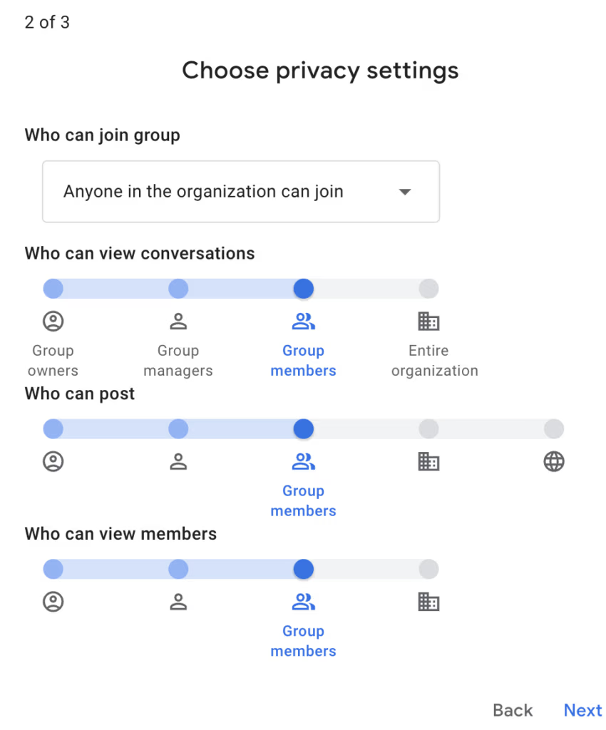 Setting group permissions