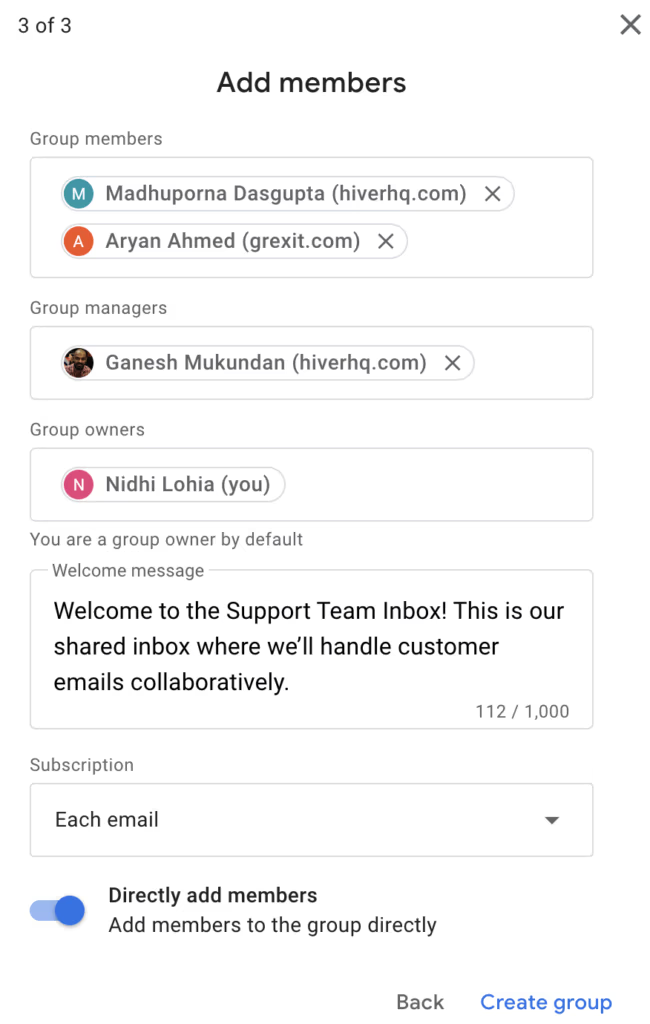 Adding members to the Google Group