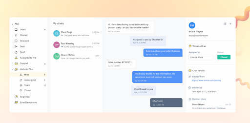 Hiver’s chat interface