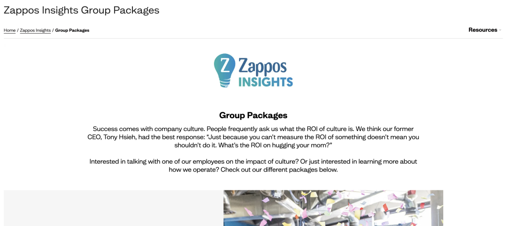 Zappos Group Tour Packages